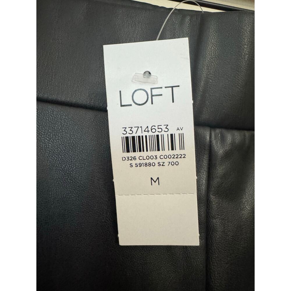 NWT LOFT Black Faux Leather Leggings Pants Womens M Pull On - Picture 4 of 10